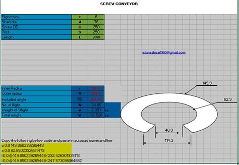 Screw Conveyor Weight|screw conveyor calculation excel.